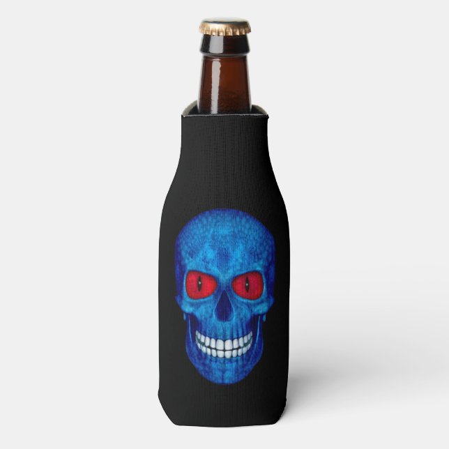Red White Blue USA Zombie Skull  Bottle Cooler (Bottle Front)
