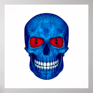 Red White Blue USA Zombie Skull Colorful Poster
