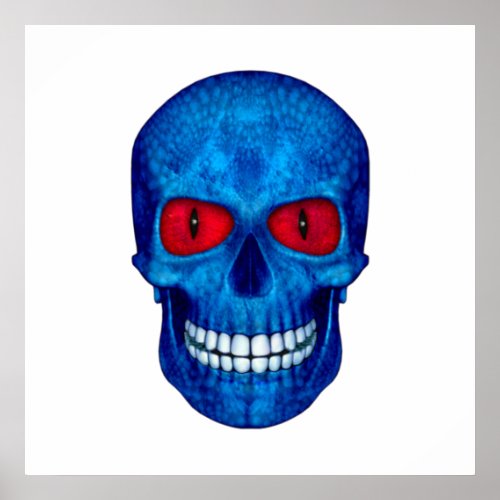 Red White Blue USA Zombie Skull  Colorful Poster