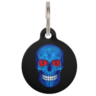 Red White Blue USA Zombie Skull Pet ID Tag
