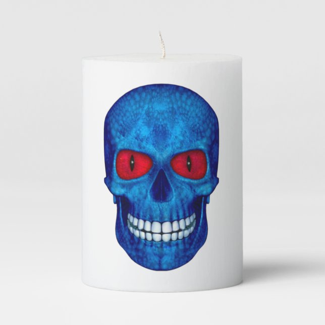 Red White Blue USA Zombie Skull  Pillar Candles (Front)