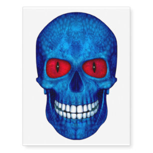 Red White Blue USA Zombie Skull Temporary Tattoo