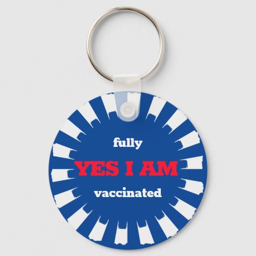 Red White Blue Vaccination  Keychain