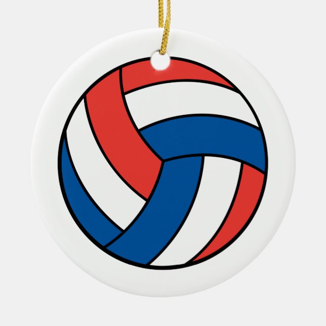 red white blue volleyball ceramic ornament (Front)