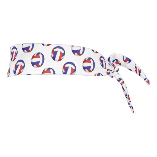 red white blue volleyball pattern tie headband