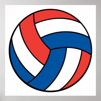 Red White Blue Volleyball Poster by sports_shop at Zazzle