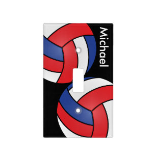 Red, White & Blue Volleyball Sport DIY Name Light Switch Cover