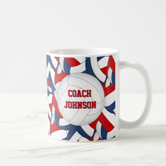 red white blue volleyball team colors coach gift coffee mug