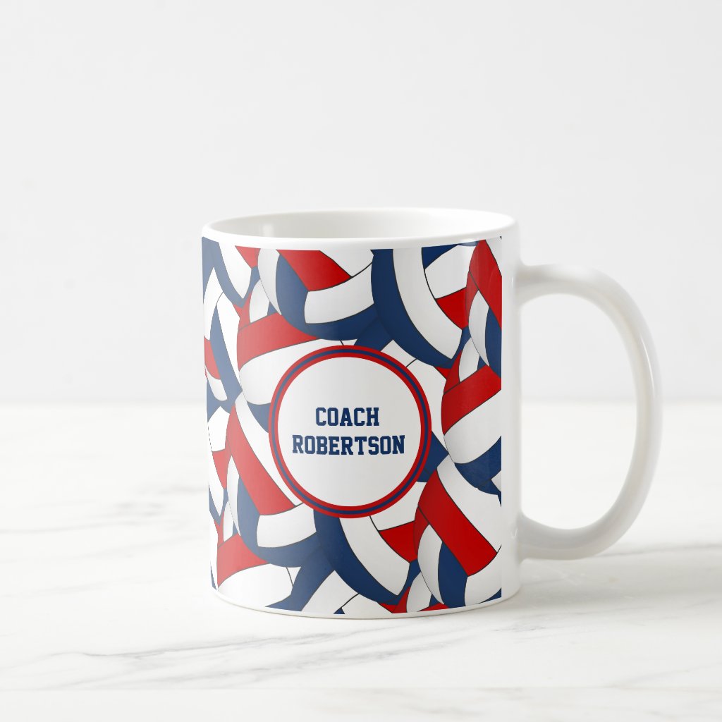 red white blue volleyball team colors coach gift coffee mug