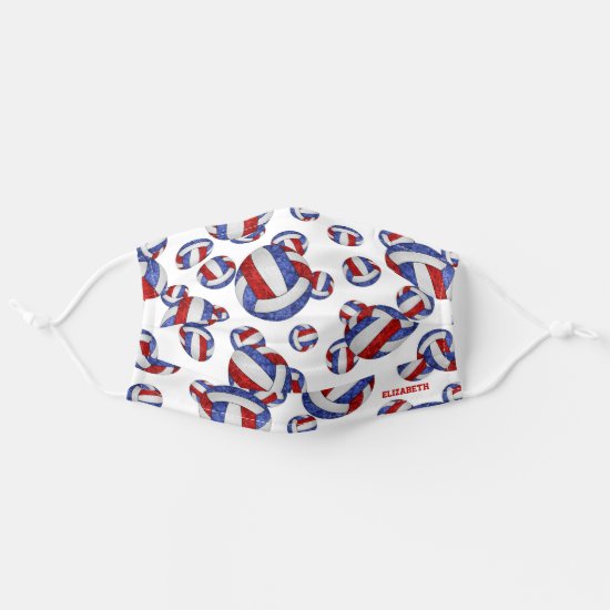 red white blue volleyballs sports pattern cloth face mask