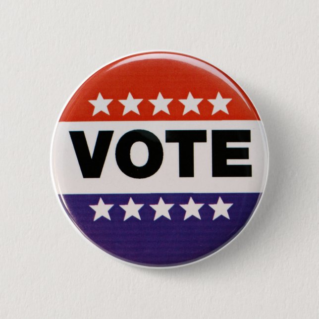 Red White & Blue Vote Design Pinback Button (Front)