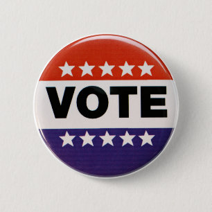 Red White & Blue Vote Design Pinback Button