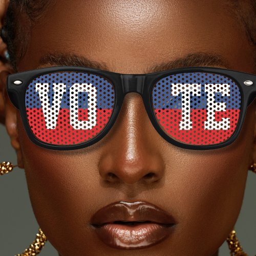 Red White  Blue Vote Election Day Voting Retro Sunglasses