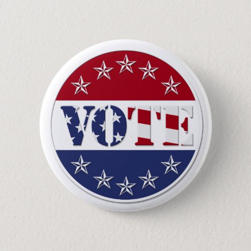 Red White  Blue VOTE with US Flag  Stars _ round Button