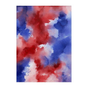 Red, White & Blue Watercolor on Acrylic Wall Art