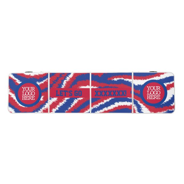 Red White Blue Wave Sports Team Beer Pong Table (Top)