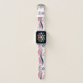 Red White Blue Waves and Stars Apple Watch Band –