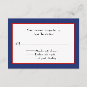 Red, White, & Blue Wedding RSVP Card