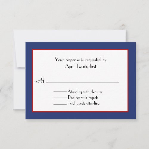 Red, White, &amp; Blue Wedding RSVP Card