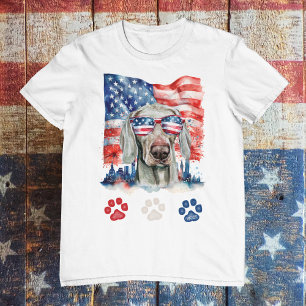 Red White Blue Weimaraner Dog American 4th of July T-Shirt