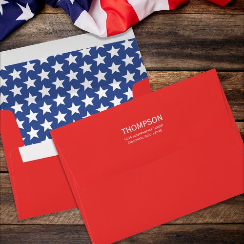 Red White Blue Whimsical Fun Fourth Of July Flag Envelope