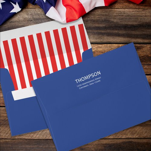 Red White Blue Whimsical Fun Fourth Of July Flag Envelope