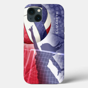red white blue women's volleyball iPhone 13 case