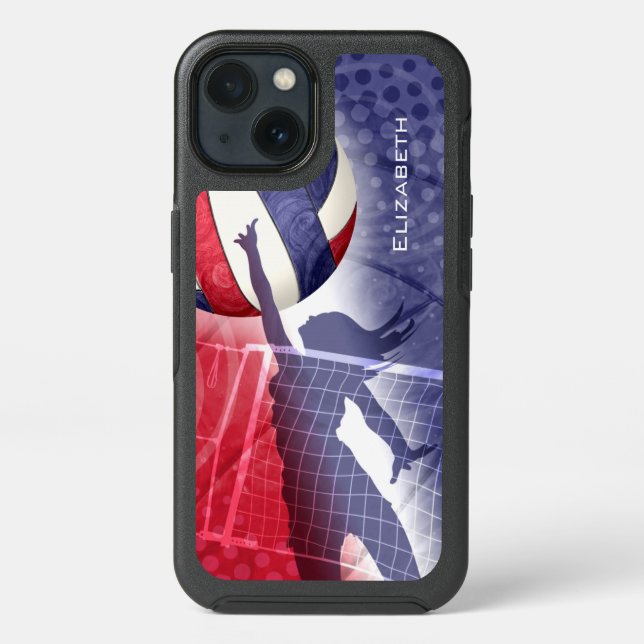 red white blue women's volleyball otterbox iPhone case (Back)