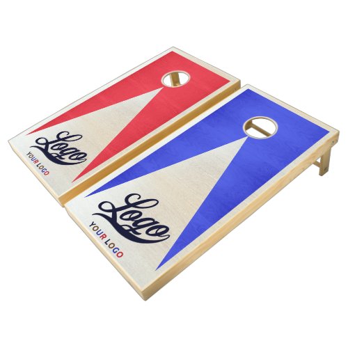 Red White  Blue Wood Boards Company Logo Business Cornhole Set