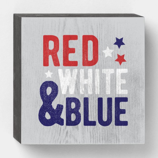 Red White & Blue Wood Sign (Front Horizontal)