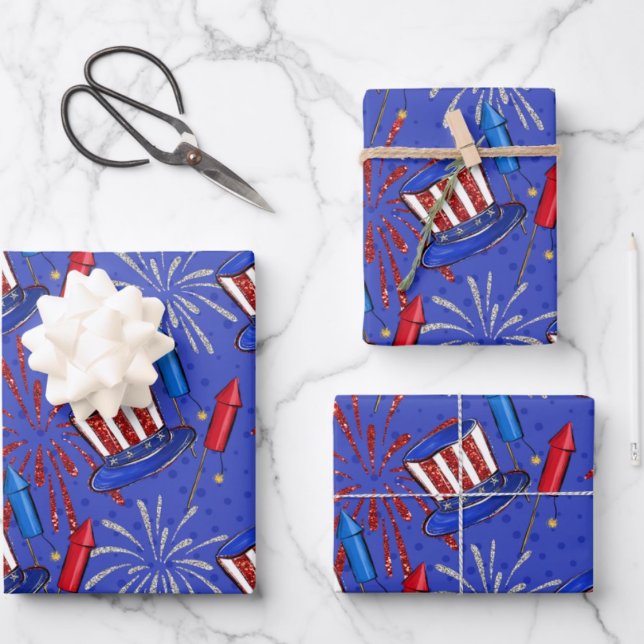 Red, White, & Blue Wrapping Paper Sheets (Creator Uploaded)