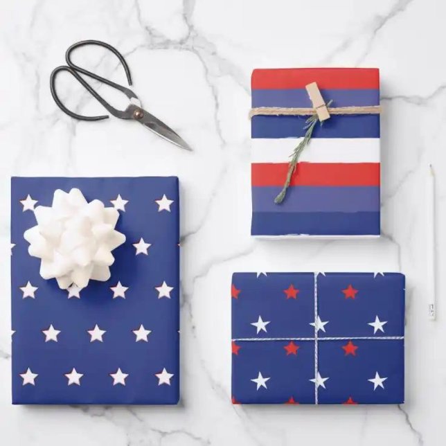 Red White & Blue Wrapping Paper Sheets (Creator Uploaded)