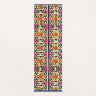 red white blue yellow abstract print yoga mat