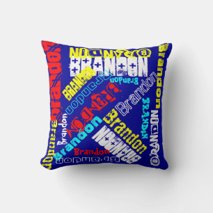 Red White Blue & Yellow Personalized Pillow Name