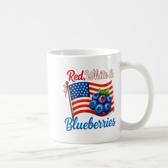 Red White Blueberries Funny Patriotic Usa Flag Vin Coffee Mug (Right)