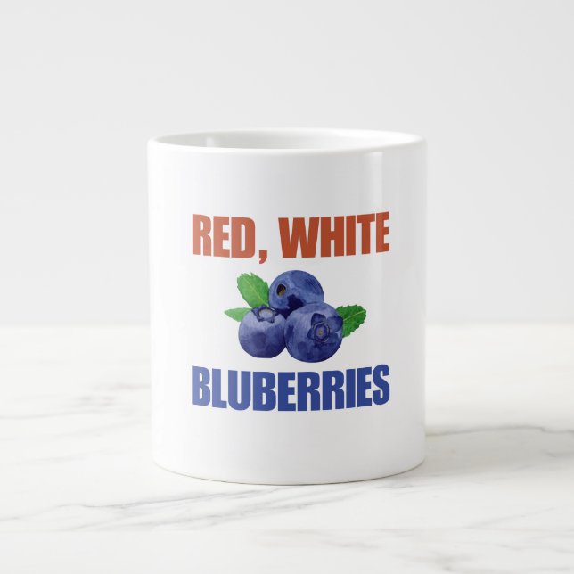 Red, White & Blueberries Giant Coffee Mug (Front)