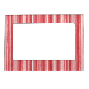 Red White Blush Pink Stripes Magnetic Frame