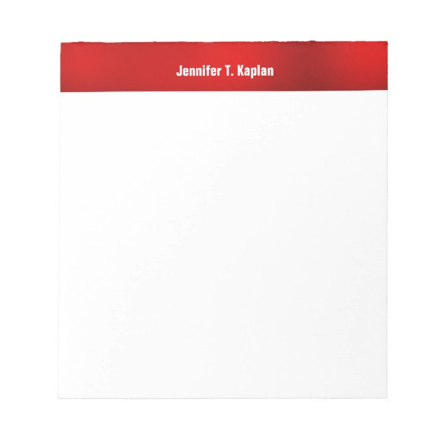 Red White Bold Name Plain Professional Modern Notepad (Front)