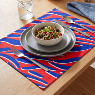Red, White & Bold Patriotic Tiger Stripe Cloth Placemat