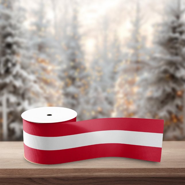 Red & White Bold Retro Stripes Christmas Grosgrain Ribbon (Creator Uploaded)
