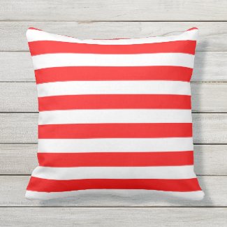 Red & White Bold Stripes Outdoor Pillow 16x16
