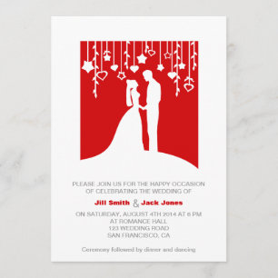 Red & White bold stylish modern wedding invitation