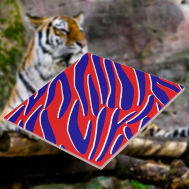 Red, White & Bold | Tiger Stripe Ceramic Tile (Creator Uploaded)