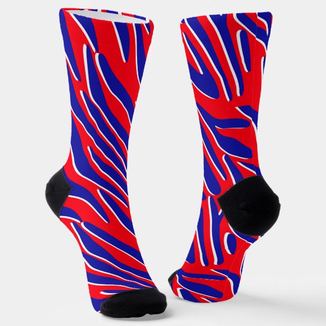 Red, White & Bold | Tiger Stripe Crew Socks (Angled)