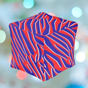 Red, White & Bold Tiger Stripe Cube Pouf