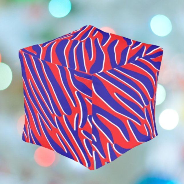 Red, White & Bold | Tiger Stripe Cube Pouf (Creator Uploaded)