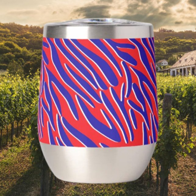 Red, White & Bold | Tiger Stripe Stemless Thermal Wine Tumbler (Creator Uploaded)