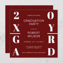 Red White Bold Typography Graduation Party Invitat Invitation