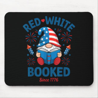 Red White Booked Firework Patriotic Reader Mouse Pad