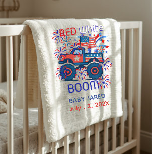 Red, white boom 4th of July boy baby shower Blanket